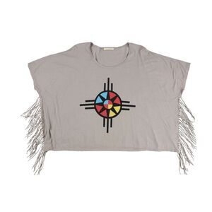 Title Unknown Womens Tribal Fringe Graphic T-Shirt, NWT
